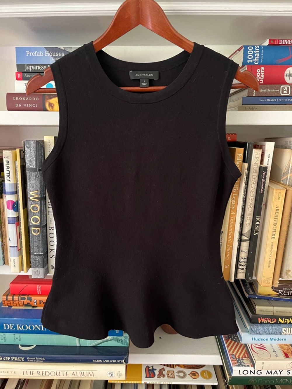 Ann Taylor Black Sleeveless Peplum Knit Tank